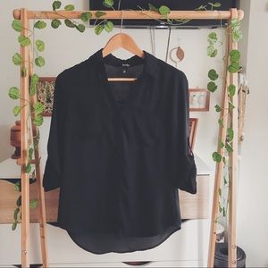 By & By Black V-neck Button Up Blouse - Size Small